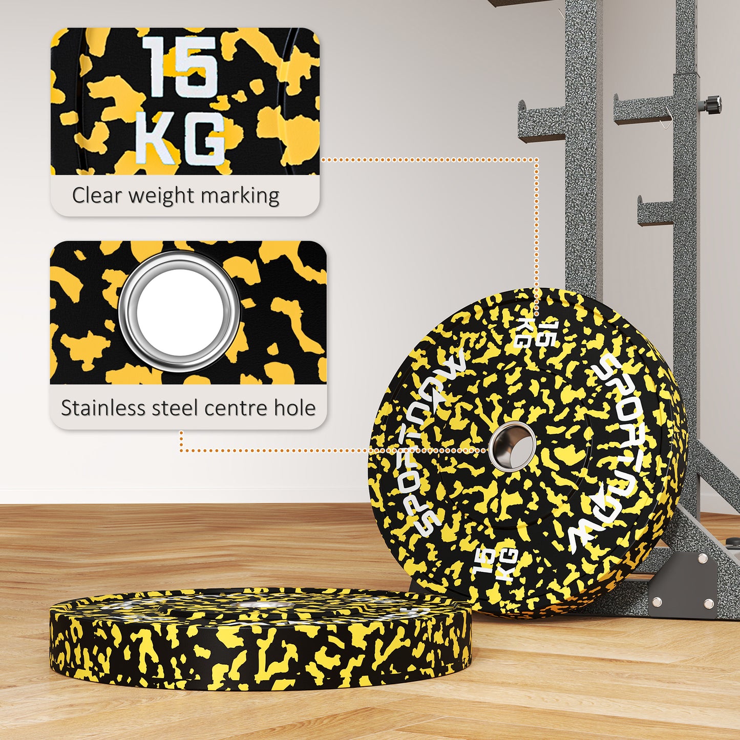 Olympic Weight Plates with 5cm Holes, for Weight Lifting, 2 x 15kg