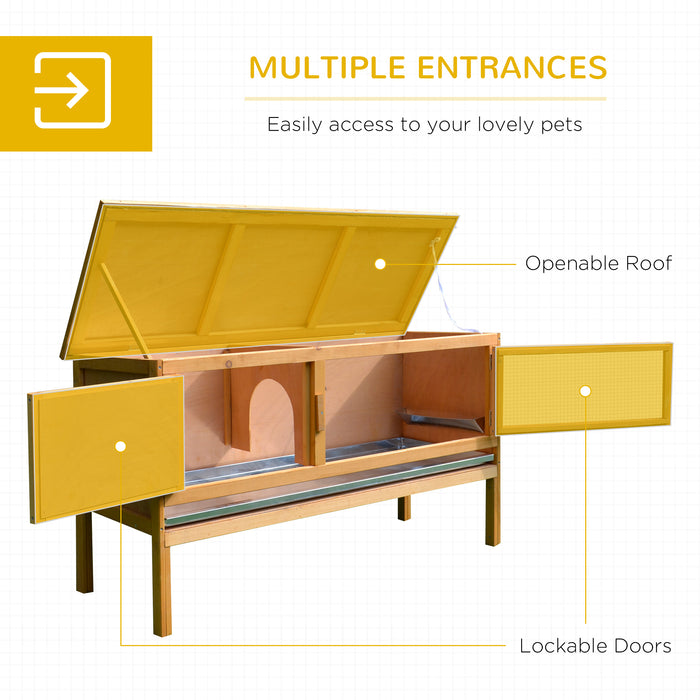 Wooden Rabbit Hutch Guinea Pigs House Outdoor Small Animal Bunny Cage w/ Hinged Top Slide out Tray 115 x 44.3 x 65 cm