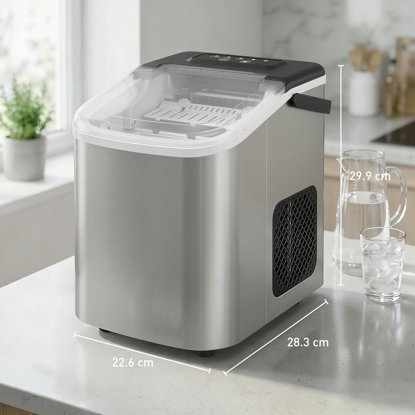 Ice Maker Machine Countertop, 9 Cubes Ready in 7 Mins, 12 KG in 24Hrs
