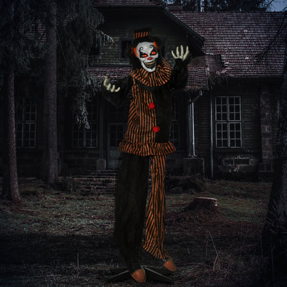 67" Animated Prop Circus Clown, Indoor Outdoor Halloween Decorations