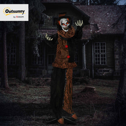 67" Animated Prop Circus Clown, Indoor Outdoor Halloween Decorations