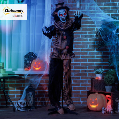 67" Animated Prop Circus Clown, Indoor Outdoor Halloween Decorations