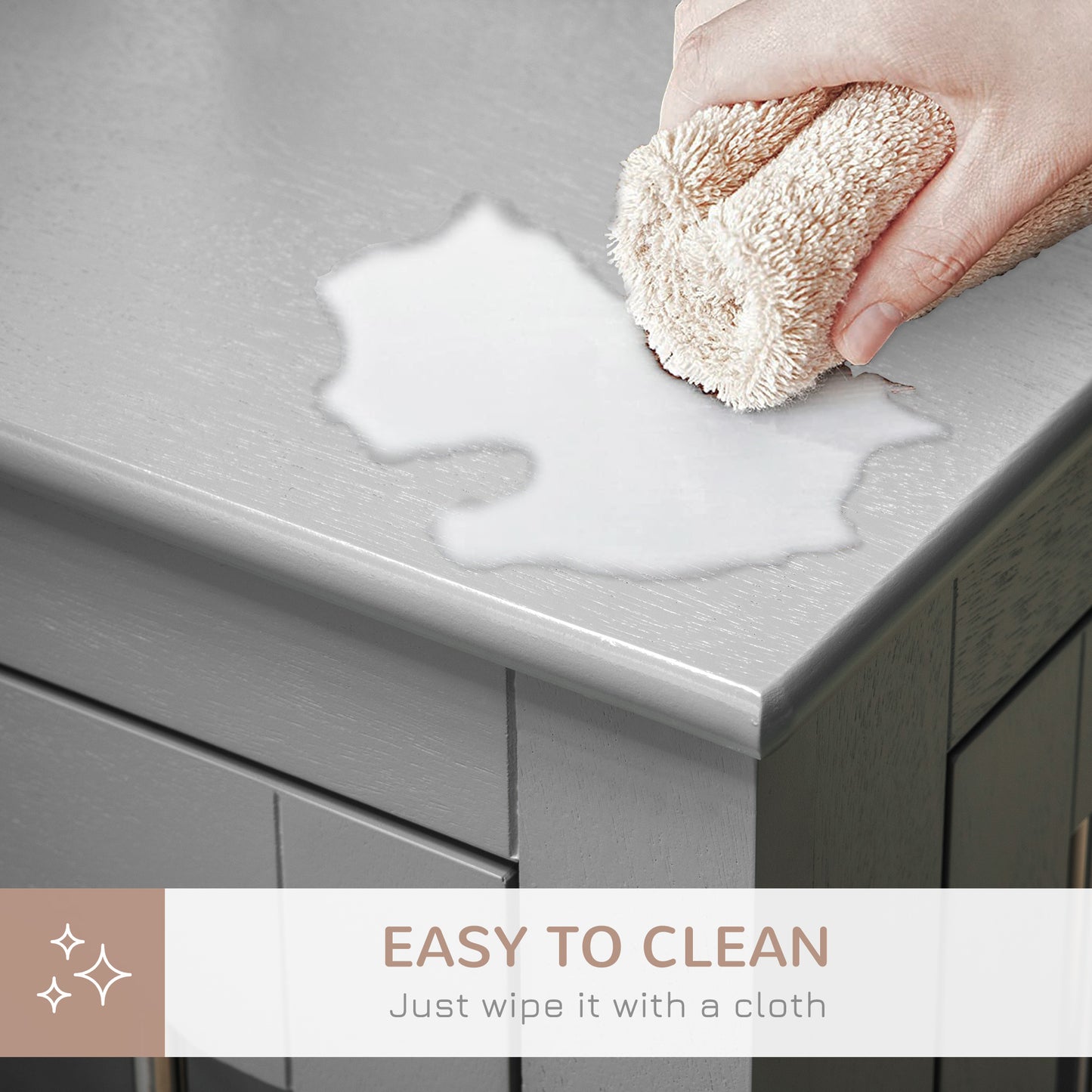 Dog Crate End Table w/ Three Doors, Furniture Style Dog Crate, for Medium Dogs, Indoor Use w/ Locks and Latches - Grey