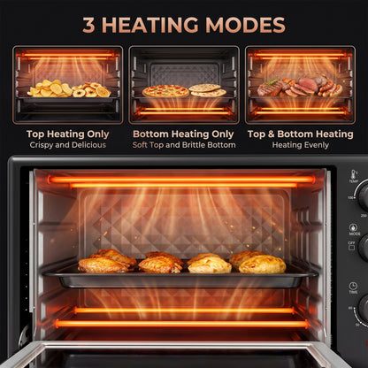 1600W 30L Mini Oven with Adjustable Temperature and 60-Minute Timer - Black