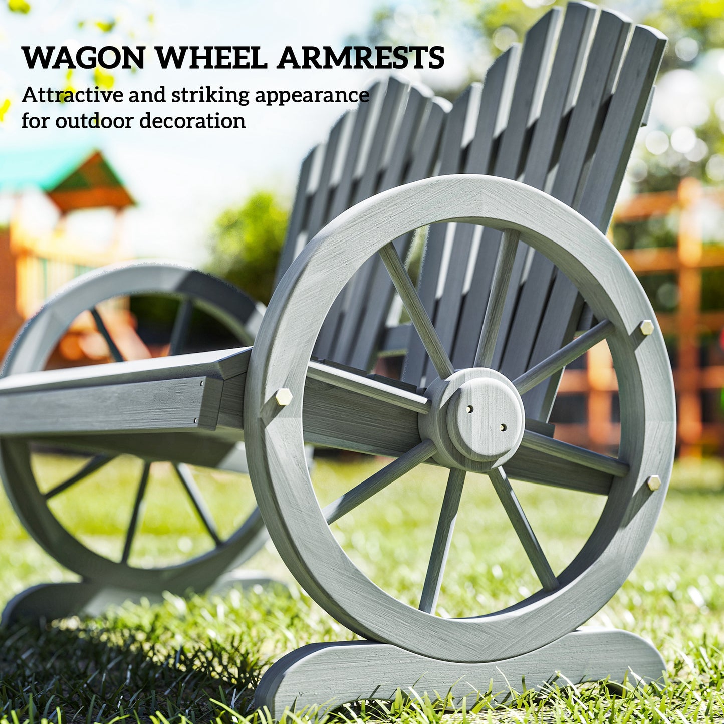 2 Seater Garden Bench w/ Wheel-Shaped Armrests Grey