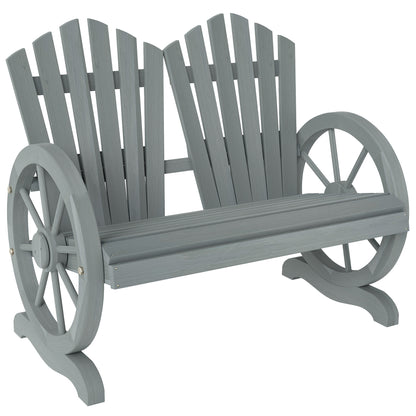 2 Seater Garden Bench w/ Wheel-Shaped Armrests Grey
