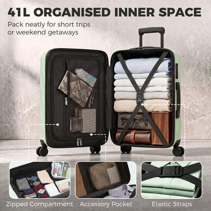 20Inch Suitcase Hard Shell Carry On Luggage with TSA Lock, Green