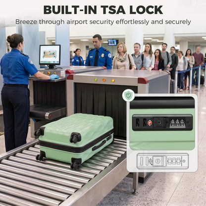 20Inch Suitcase Hard Shell Carry On Luggage with TSA Lock, Green