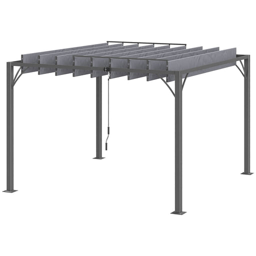 3 x 3(m) Outdoor Pergola with Retractable Roof, Aluminium Louvered Patio Gazebo Canopy for Lawn Garden Patio, Grey