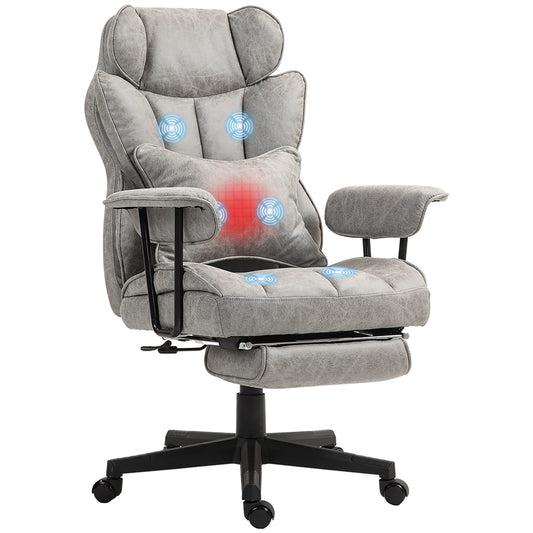 Massage Office Chair, Heated Reclining Desk Chair, Grey