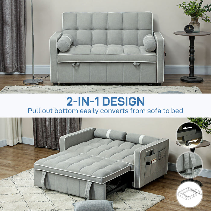 Three-in-one design: Two-seater sofa converts to recliner or double bed Grey