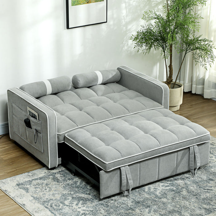 Three-in-one design: Two-seater sofa converts to recliner or double bed Grey