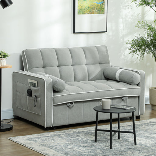 Three-in-one design: Two-seater sofa converts to recliner or double bed Grey