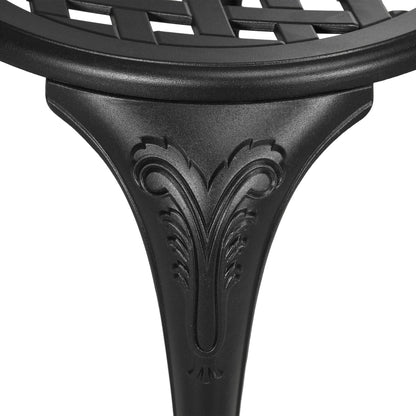 3 Piece Patio Bistro Set Outdoor Table Set with Umbrella Hole Black