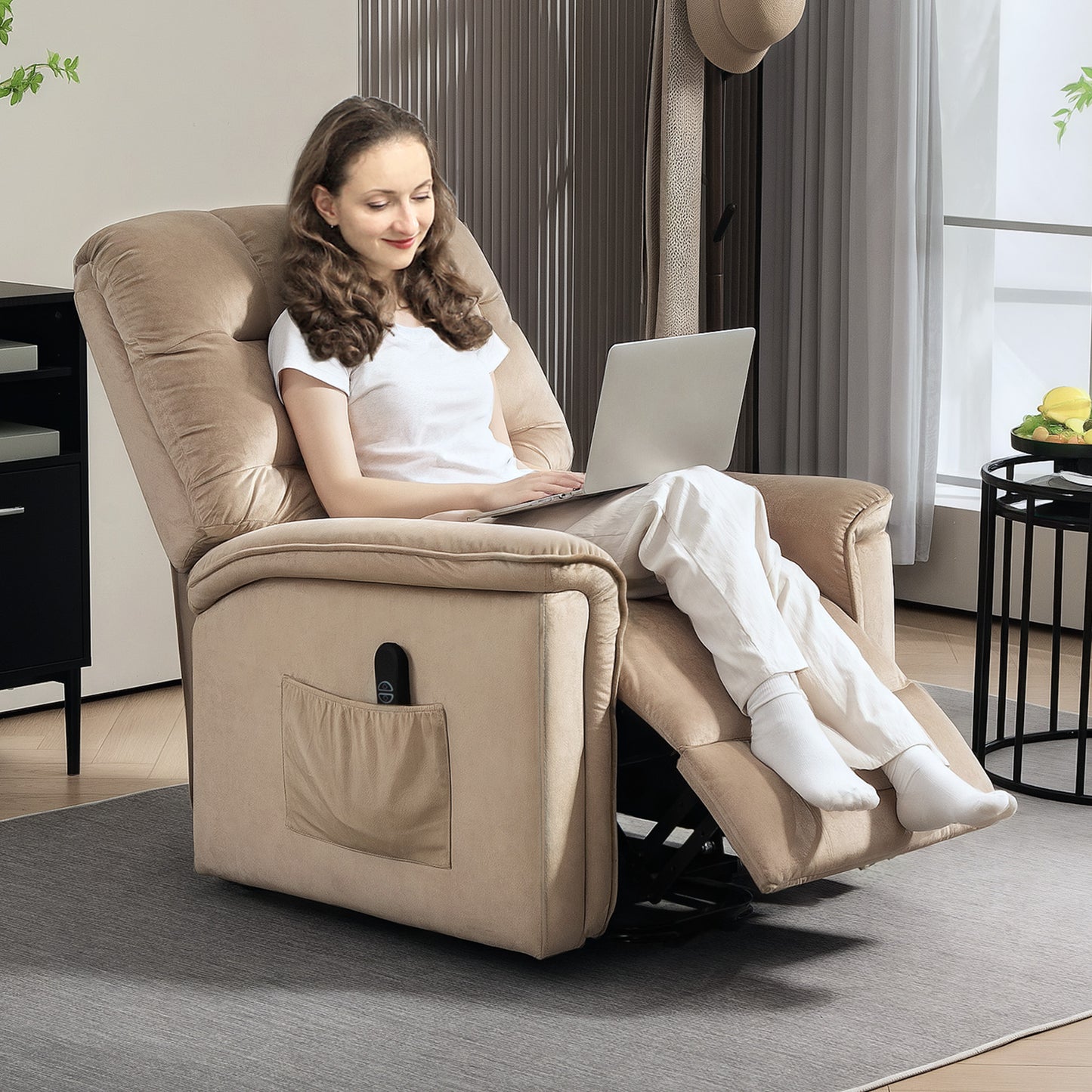 Power Lift Recliner Chair for Elderly w/ Remote Control, Champagne