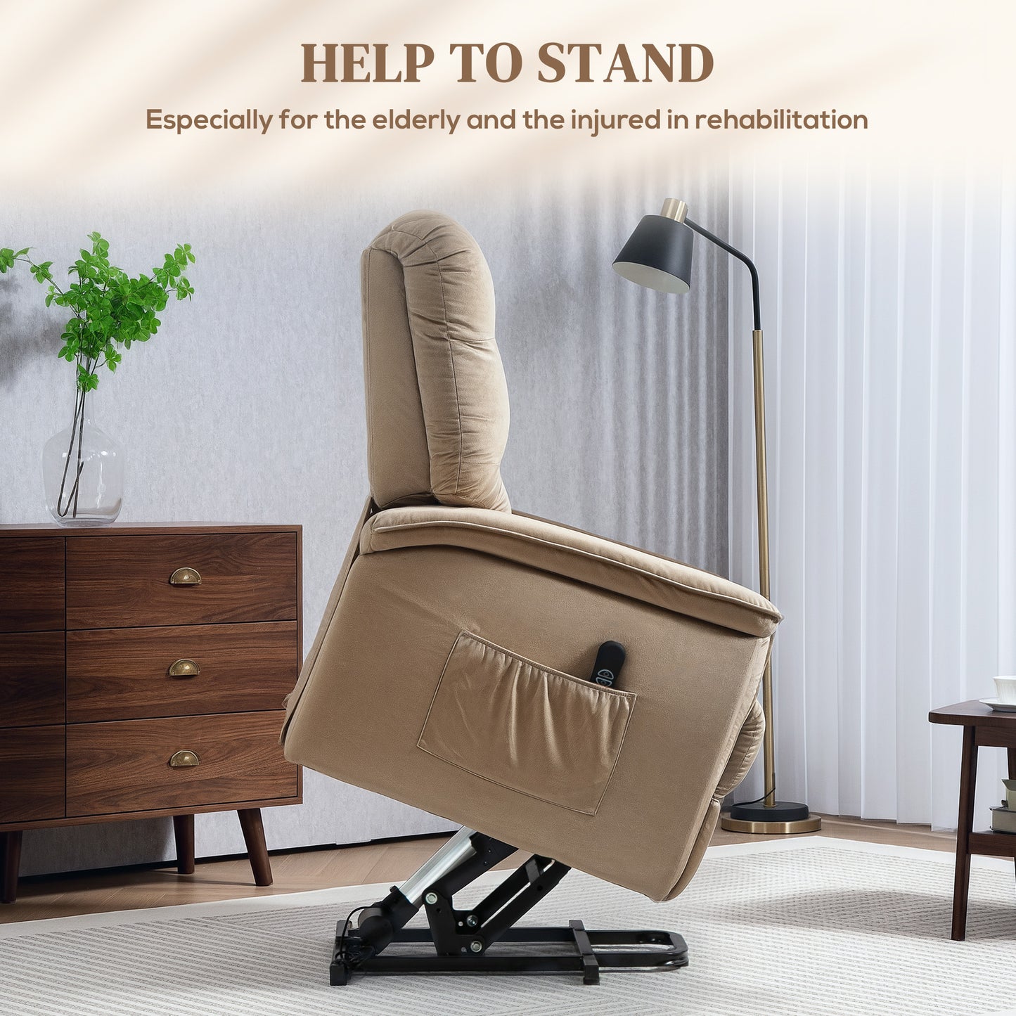 Power Lift Recliner Chair for Elderly w/ Remote Control, Champagne