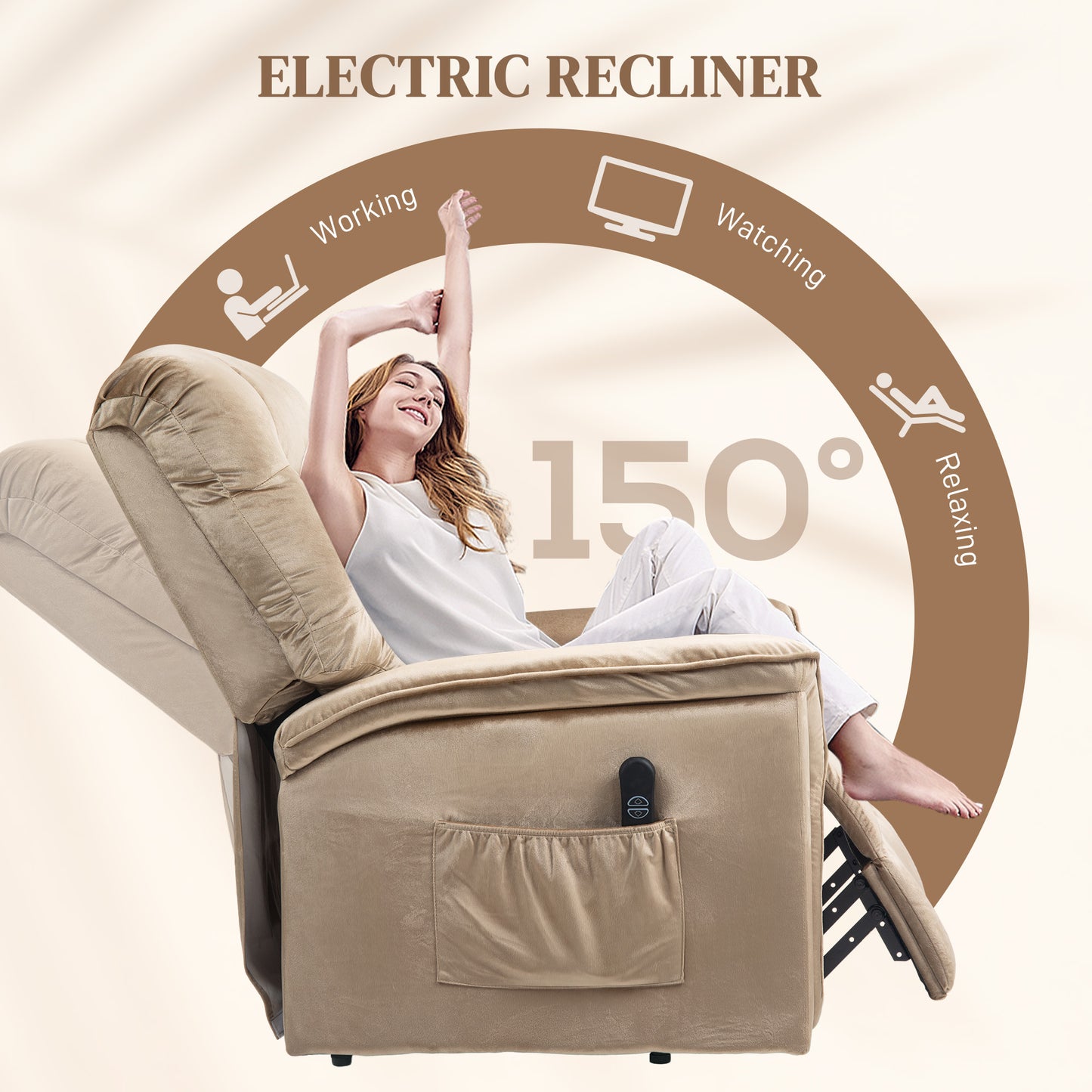 Power Lift Recliner Chair for Elderly w/ Remote Control, Champagne