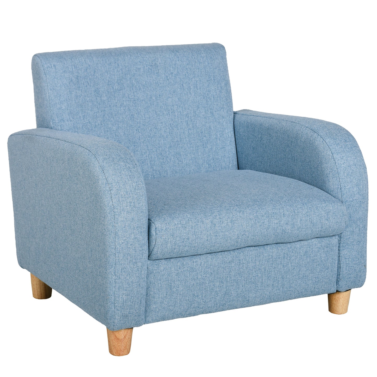 Child Armchair Wood Frame w/ Padding Seat Low-Rise Bedroom Blue