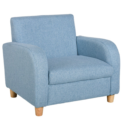 Child Armchair Wood Frame w/ Padding Seat Low-Rise Bedroom Blue
