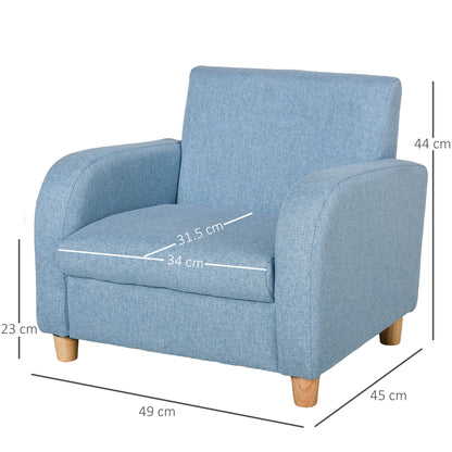 Child Armchair Wood Frame w/ Padding Seat Low-Rise Bedroom Blue