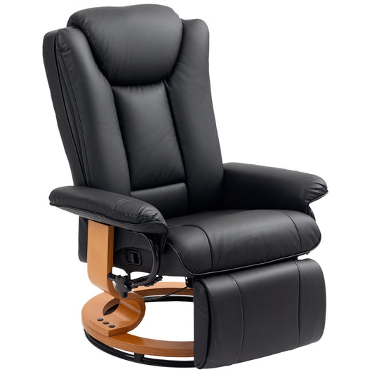 PU Leather Reclining Armchair with Footrest for Living Room, Black