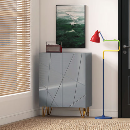 Shoe Storage Cabinet with Soft-Close Hinges and Adjust Shelves, Grey