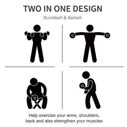 25kg 2 IN 1 Adjustable Dumbbells Weight Set, Dumbbell Hand Weight Barbell for Body Fitness, Lifting Training for Home, Gym, Black