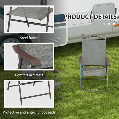 Folding Chairs Set, Breathable Mesh Fabric Seat, Dark Grey