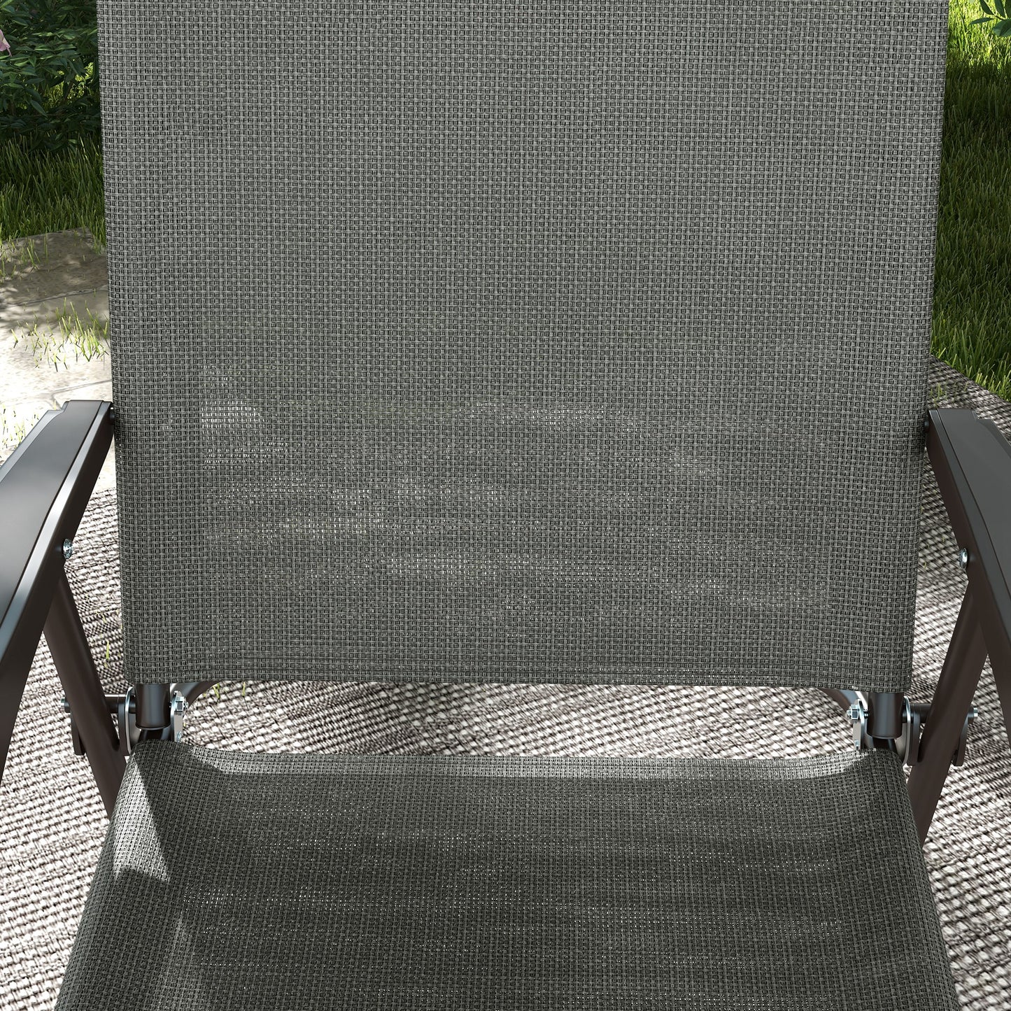 Folding Chairs Set, Breathable Mesh Fabric Seat, Dark Grey