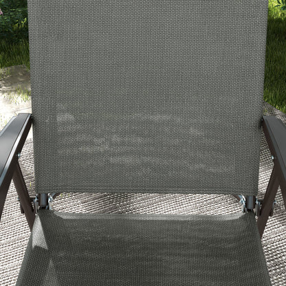 Folding Chairs Set, Breathable Mesh Fabric Seat, Dark Grey