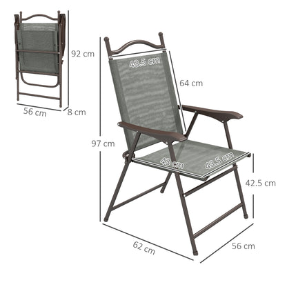 Folding Chairs Set, Breathable Mesh Fabric Seat, Dark Grey