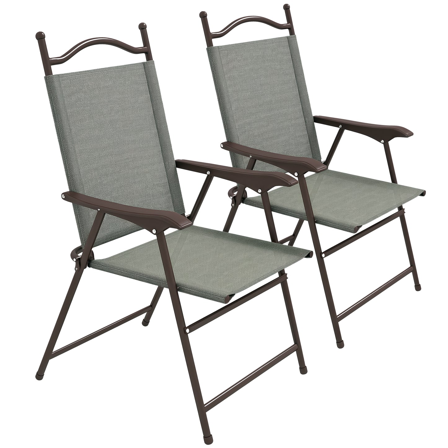 Folding Chairs Set, Breathable Mesh Fabric Seat, Dark Grey