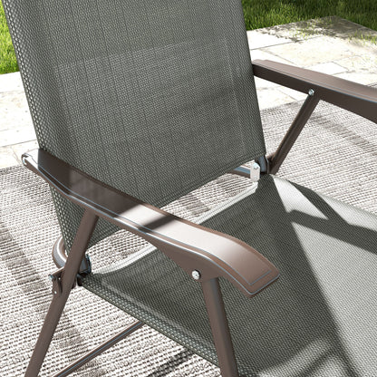 Folding Chairs Set, Breathable Mesh Fabric Seat, Dark Grey