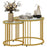 2 Pieces Round Nesting Coffee Tables with Tempered Glass Top, Gold Tone