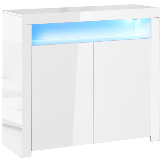 Modern High Gloss RGB LED Cabinet Cupboard Sideboard Console White