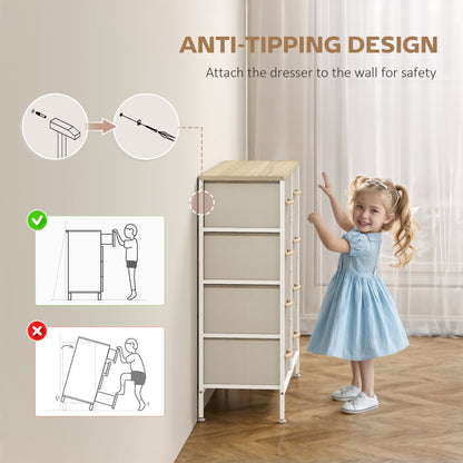 8 Drawer Fabric Chest of Drawers w/ Wooden Top for Hallway Maple