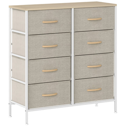 8 Drawer Fabric Chest of Drawers w/ Wooden Top for Hallway Maple