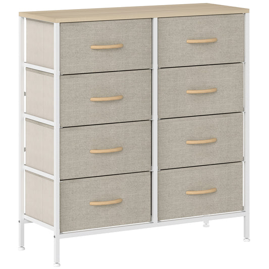 8 Drawer Fabric Chest of Drawers w/ Wooden Top for Hallway Maple