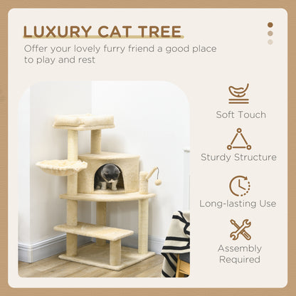 Sisal 100cm Cat Tree Tower with Sisal Scratching Post Cream White