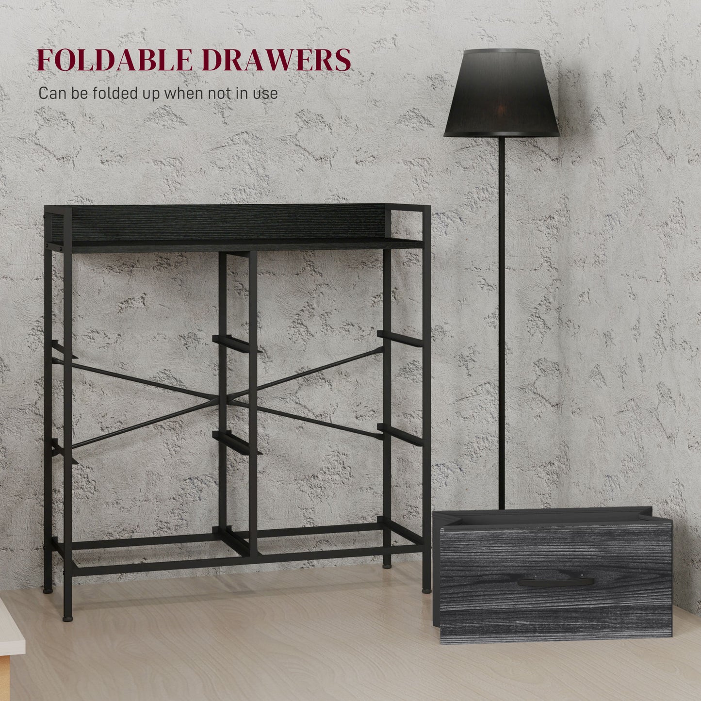 Bedroom Chest of Drawers 6 Drawer Dresser w/ Shelf, Black