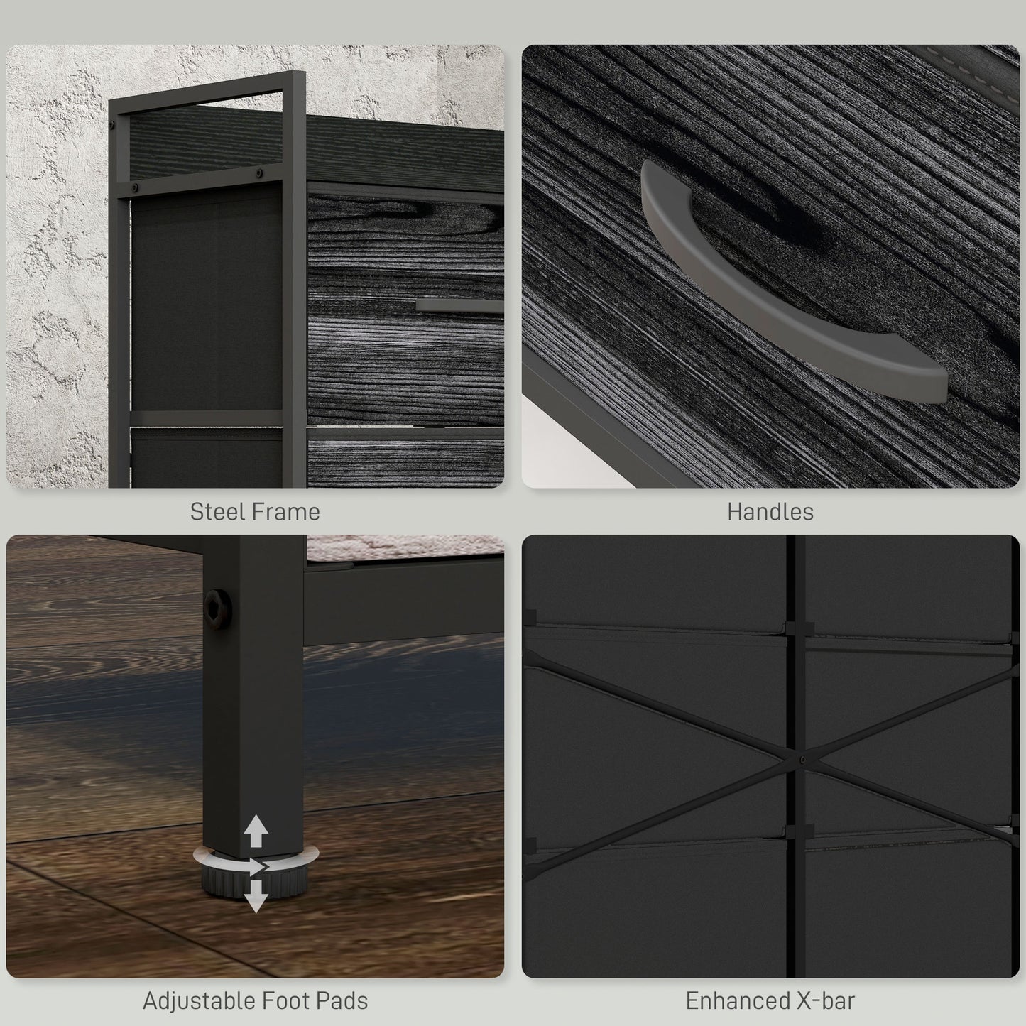 Bedroom Chest of Drawers 6 Drawer Dresser w/ Shelf, Black