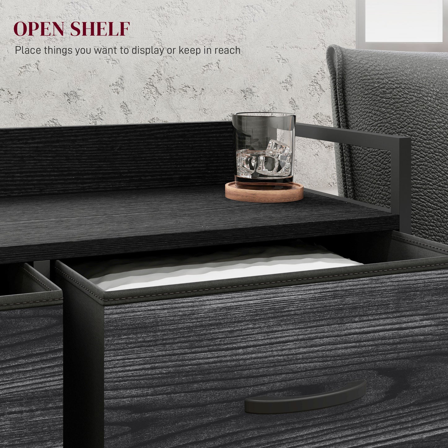 Bedroom Chest of Drawers 6 Drawer Dresser w/ Shelf, Black