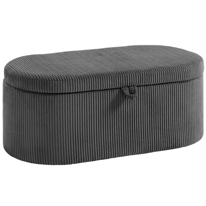 Storage Ottoman, Corduroy Ottoman Storage Box with Padded Seat