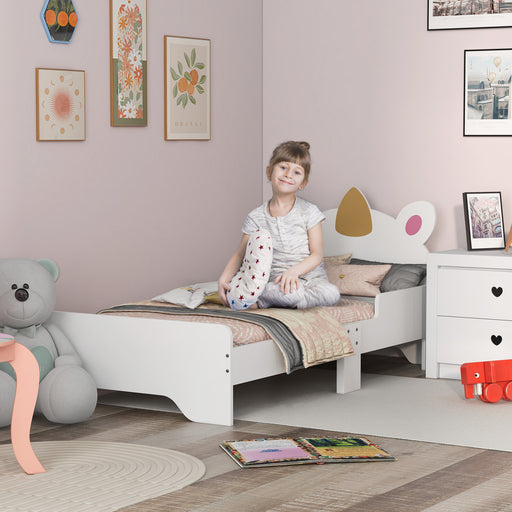 ZONEKIZ Toddler Bed, Kids Bedroom Furniture Unicorn Design for 3-6 Years Old, 143 x 74 x 67 cm, White