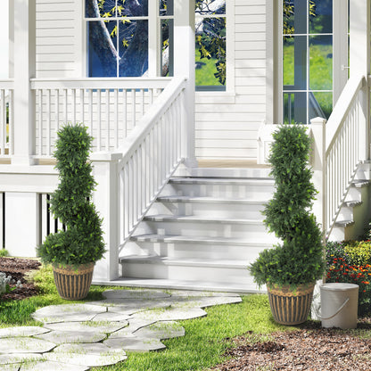 Set of 2 Potted Artificial Plants, Topiary Spiral Cypress Trees, 90cm