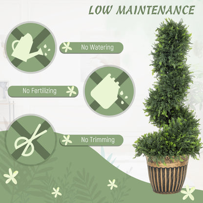 Set of 2 Potted Artificial Plants, Topiary Spiral Cypress Trees, 90cm