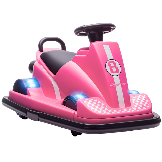 Electric Kids Bumper Car with 360 Degree Rotation Spin, Pink