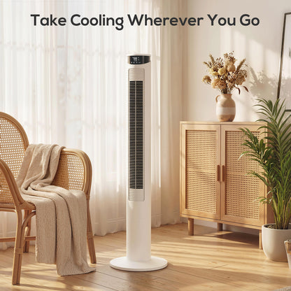 Tower Fan with WiFi Control 116 cm White