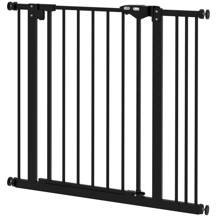 Metal 74-87cm Wide Adjustable Dog Gate Black