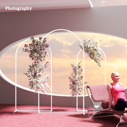 Wedding Arch Frame Set, 2.2, 2, 1.8 m Arch Backdrop Stand White